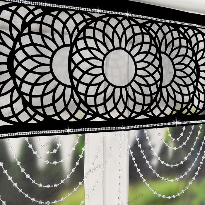 Czarny panel firanowy 80x100 z kryształami