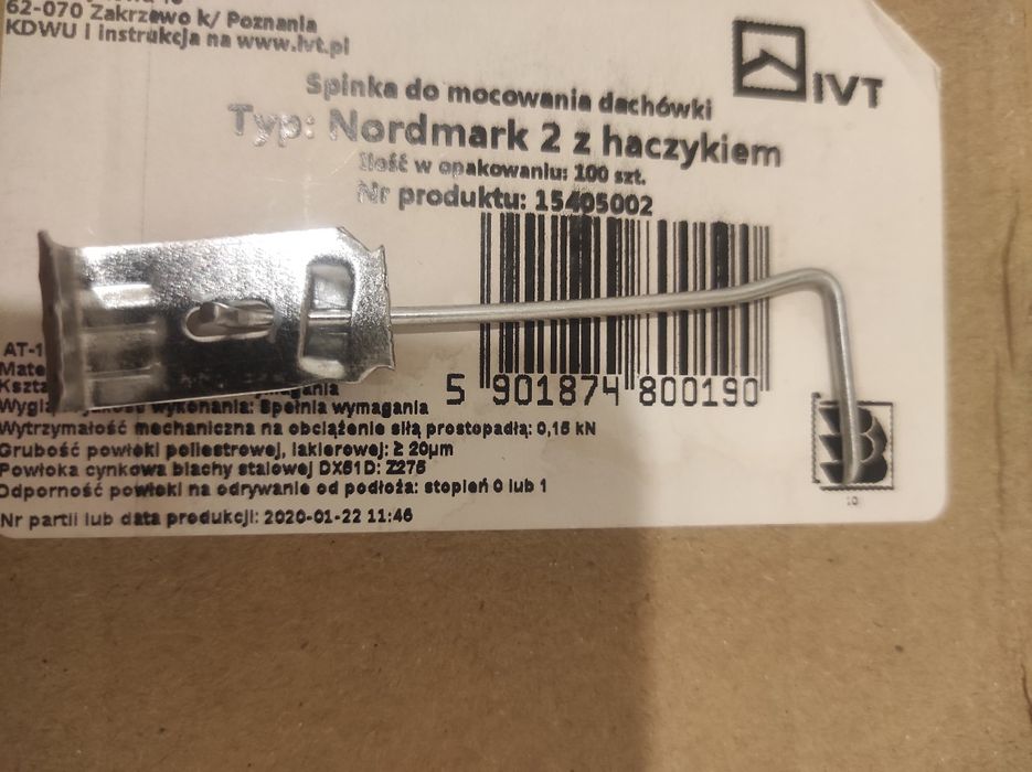 Spinka do dachówki betonowej