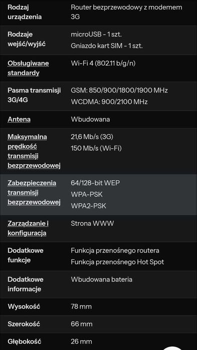 Huawei E5220S-2 WiFi b/g/n 3G (HSPA+) 21Mbps przenośny