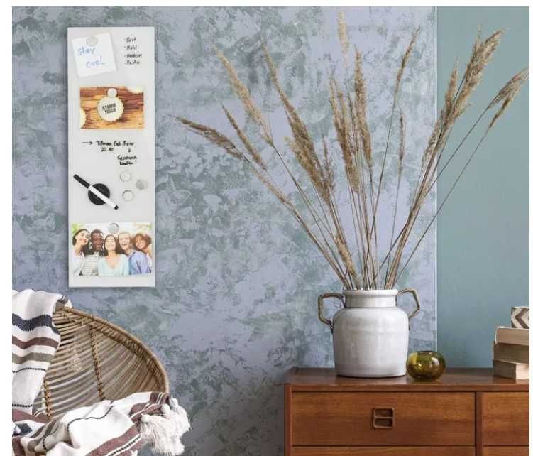 Tablica magnetyczna szklana ścieralna biała na ścianę 20x60cm
