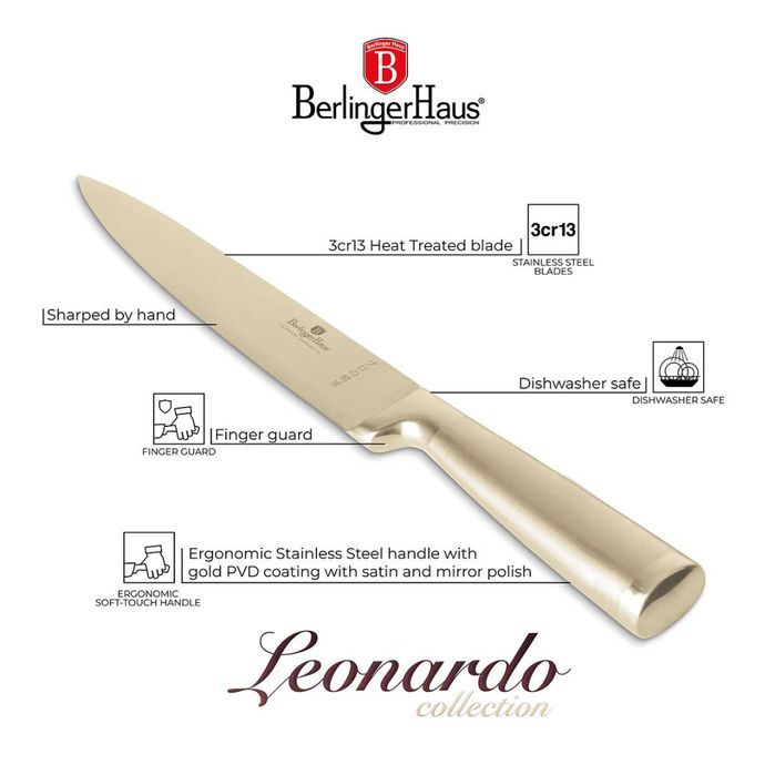 Stalowy Nóż Do Filetowania Berlinger Haus 22Cm Bh-2931 Gold