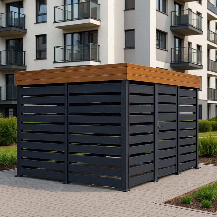 Wiata śmietnikowa altana 4x3 4x4 4x5 5x6 5x7 stalowa panelowa alu