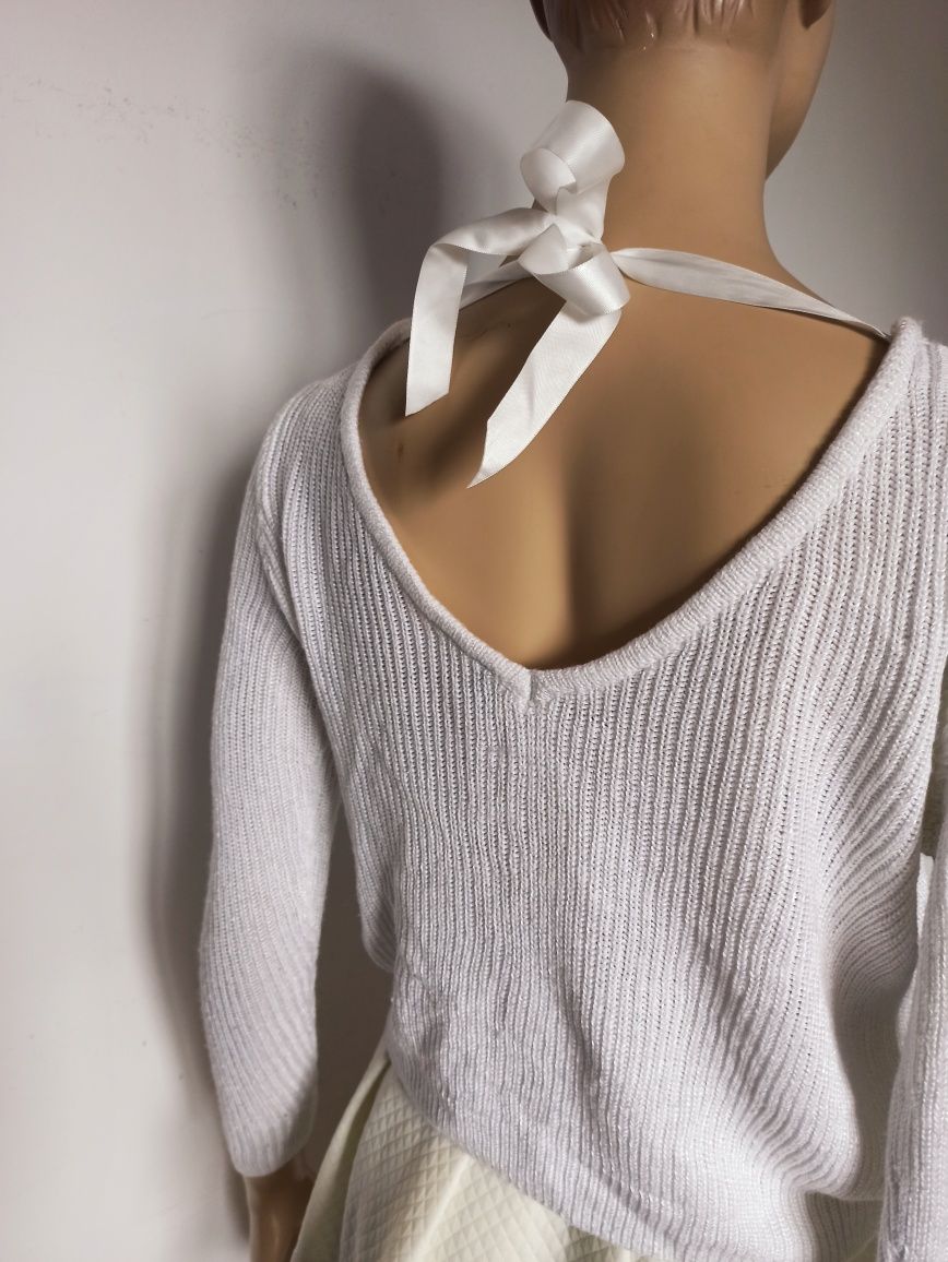 Sg Sweter damski 34 , XS H&M biały sweterek 34 , XS topcrop