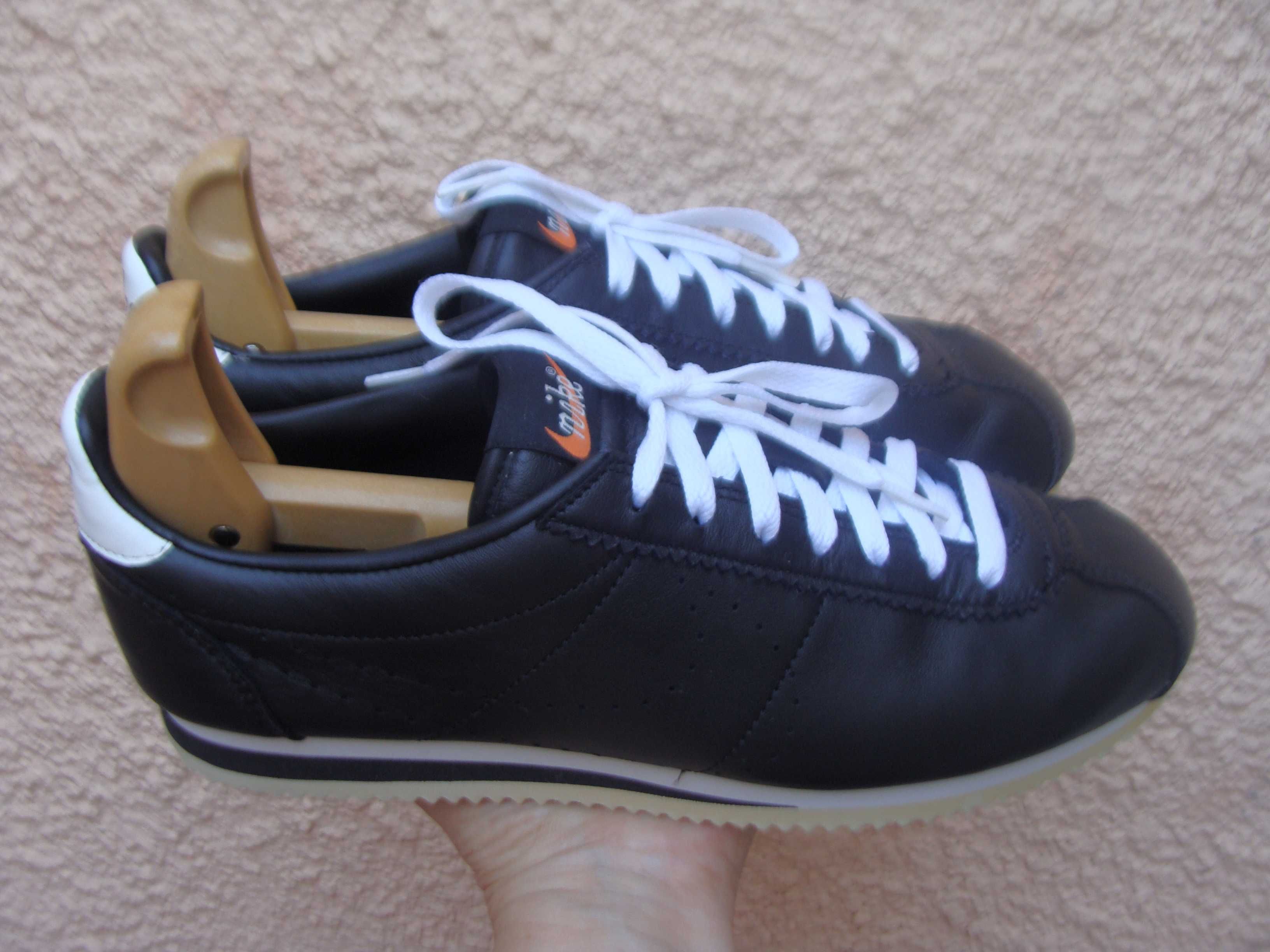 42.5/27 см Nike cortez кроссовки черные кожаные оригинал