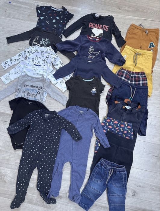 Duzy zestaw paka ubranek dla chłopca tanio 74 80 86