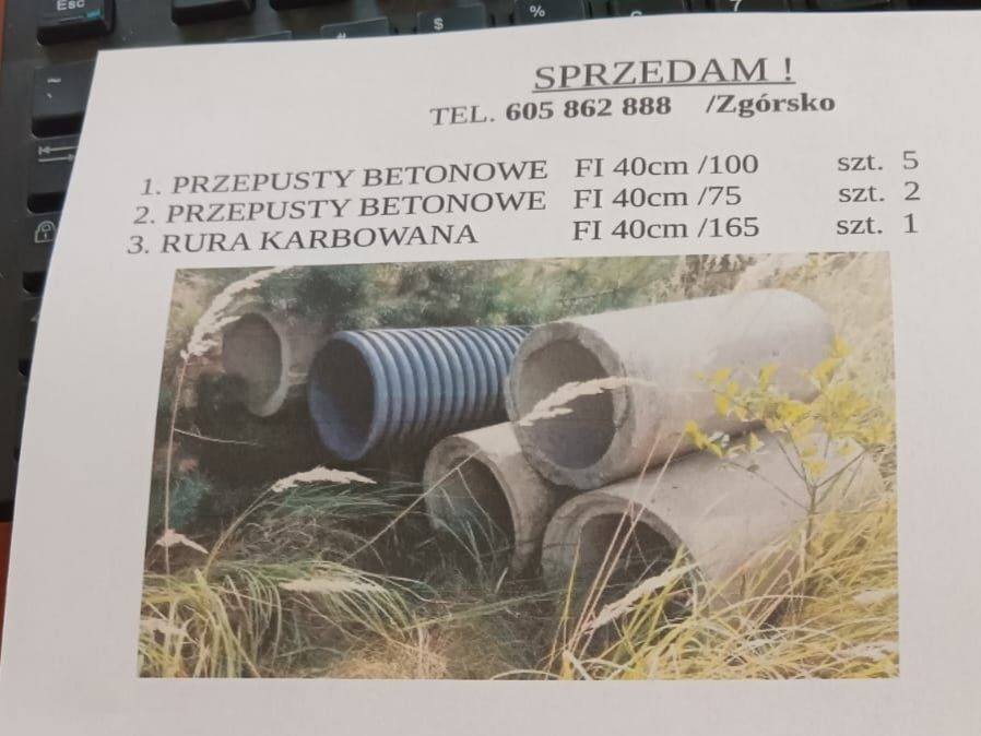 Przepusty wjazdowe betonowe