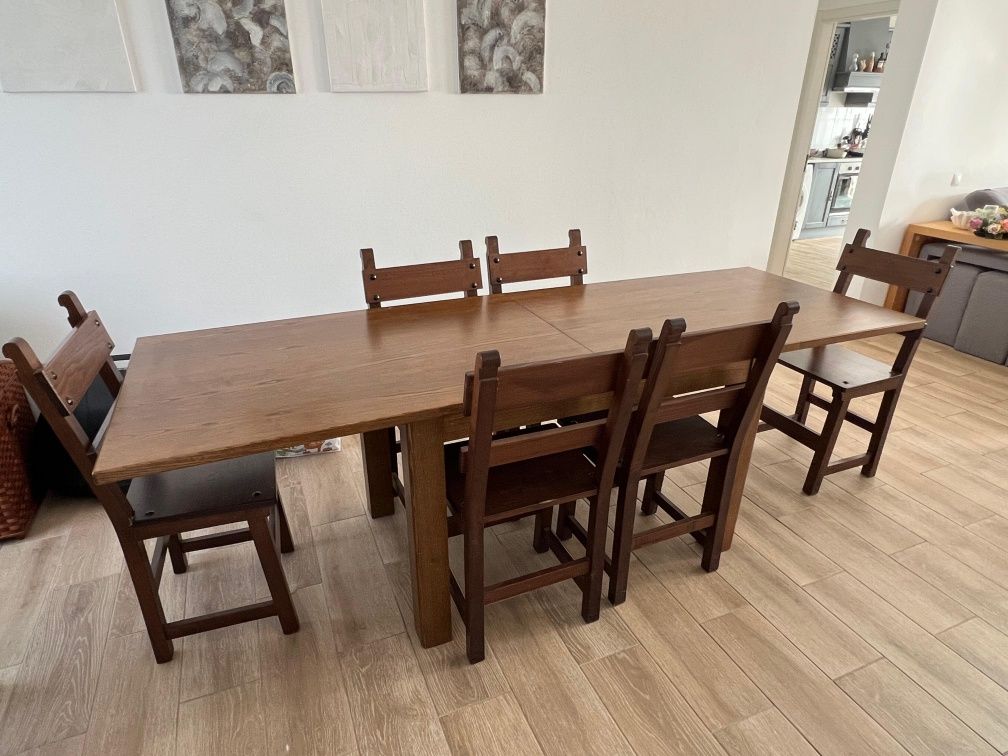 Mesa jantar extensível com 6 cadeiras