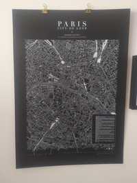 Mapa na tekturze plakat poster Paryż Paris