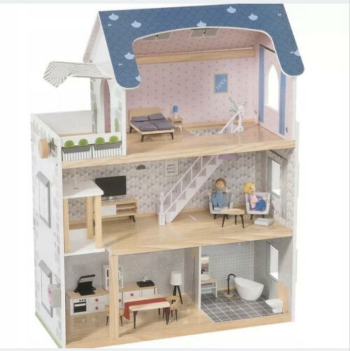 Okazja Nowy drewniany domek dla lalek playtive