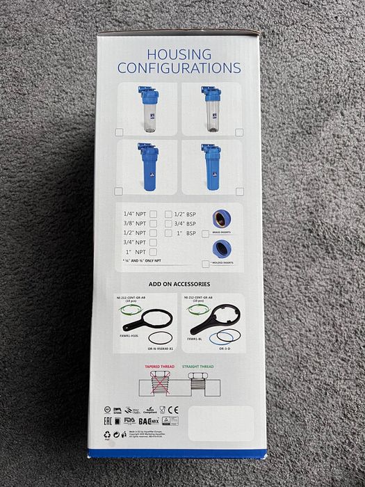 Filtr Wodny 10" AQUA FILTER 1 CAL, Mosiężny Gwint, Kompletny Zestaw