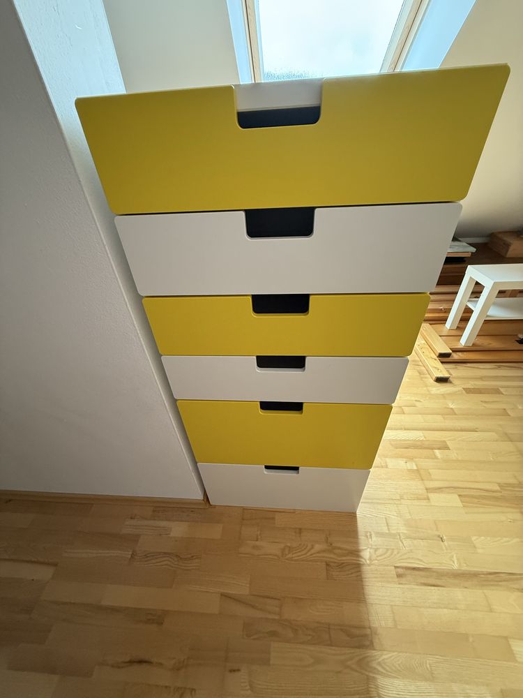 Regał Stuva Ikea biało żółty szuflady