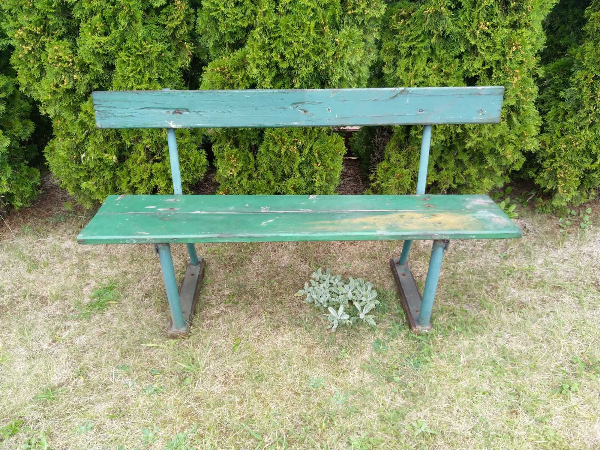 Zestaw ogrodowy metalowo drewniany ława + stół metalowy ławka stolik