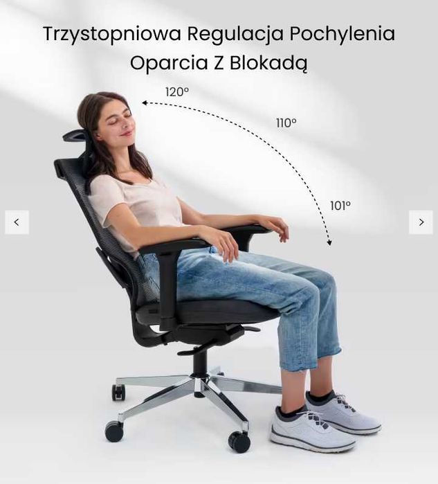 Ergonomiczne Krzesło z 8-stopniową Regulacją Wysokości Oparcia (BS6)