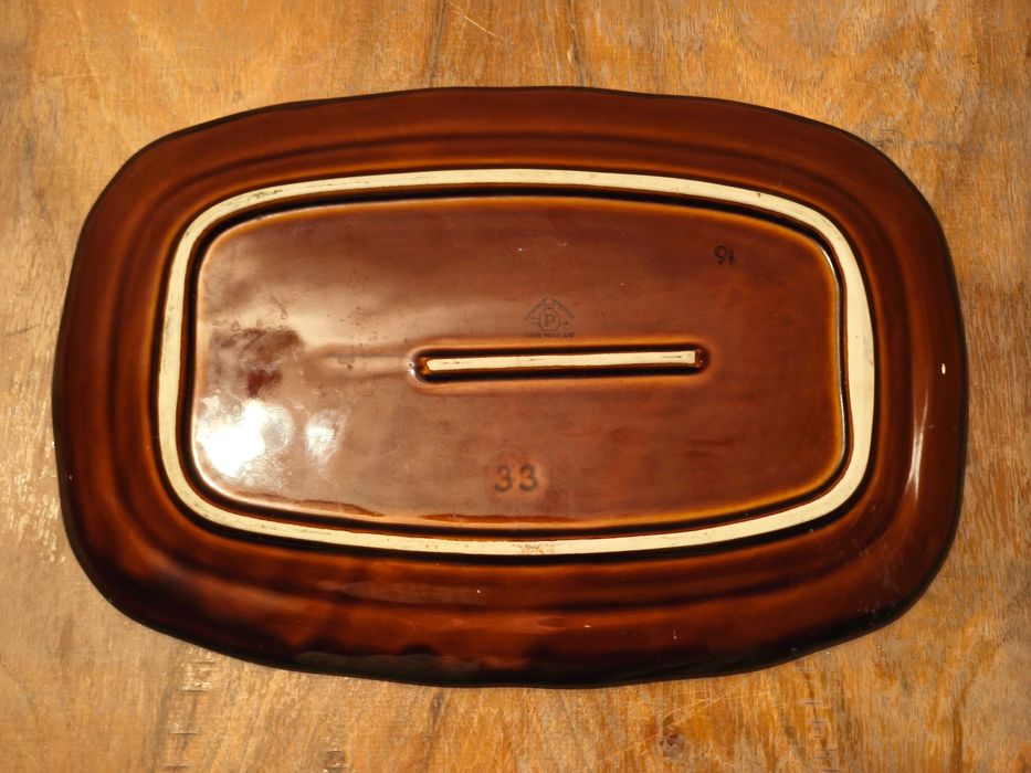 Duży brązowy półmisek Nostalgia Porcelit Pruszków PRL