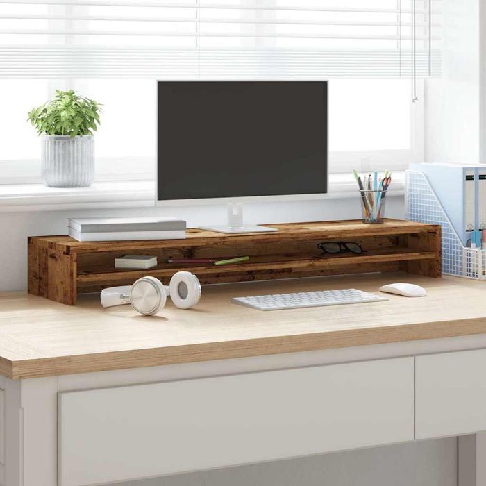 Vidaxl Półka Pod Monitor, Kolor Starego Drewna, 100X24X13 Cm
