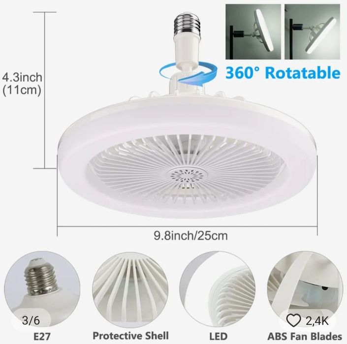 Żarówka LED z wentylatorem 2w1
