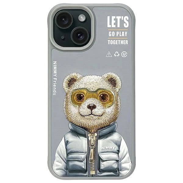 Etui Nimmy Cool&Cute 2.0 Bear do iPhone 15 - szare