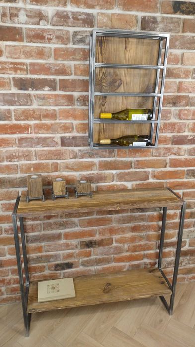 Stojak na wino ze starego drewna i stali –darmowa dostawa