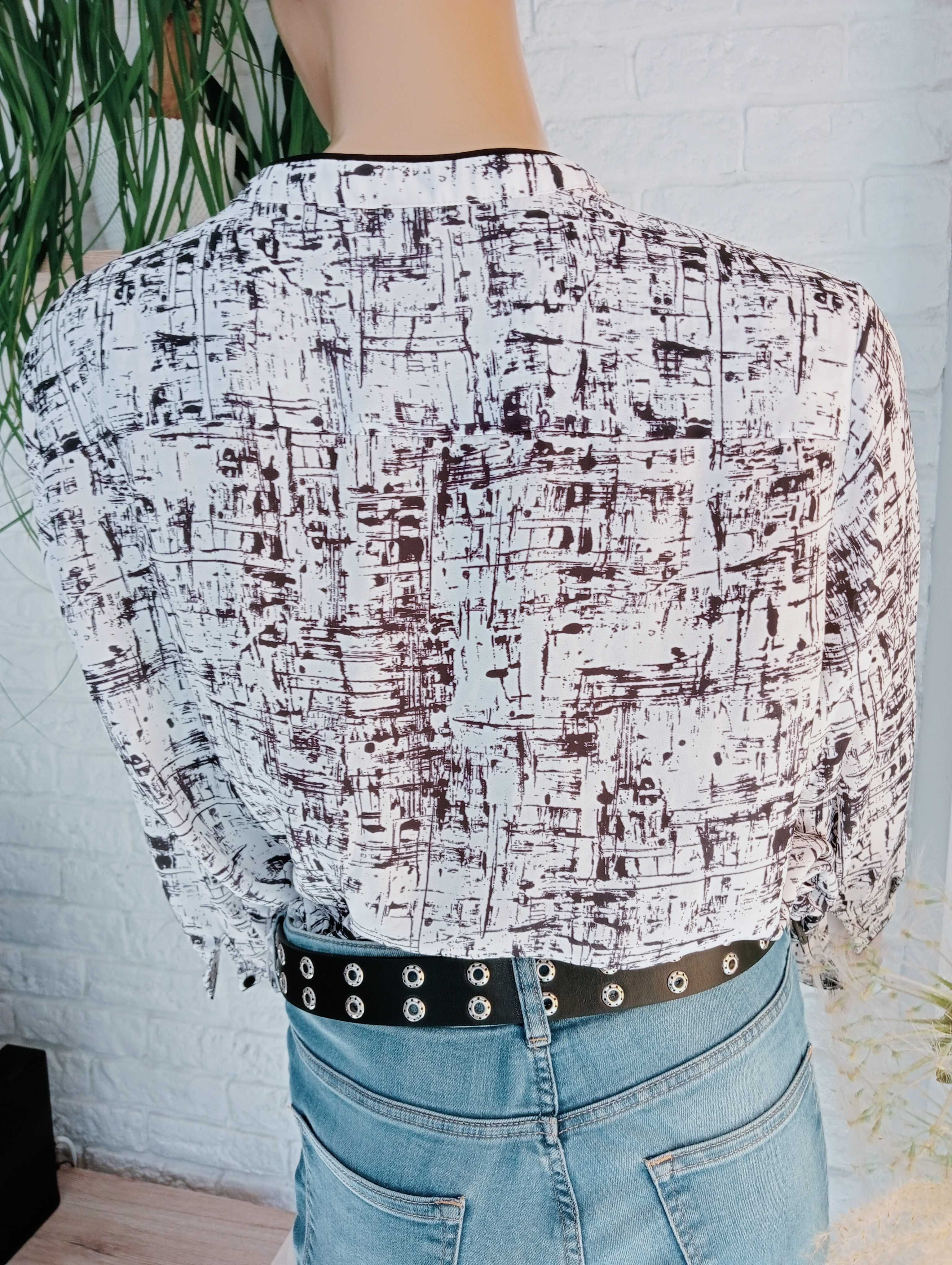 Bluzka damska z długim rękawem czarno-biała 46/3XL/18 H&M