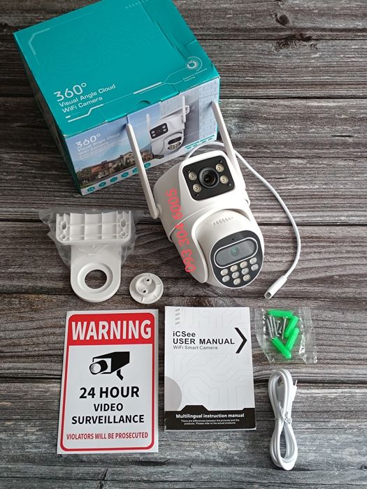 Подвійна WiFi камера відеоспостереження 8MP ICSee