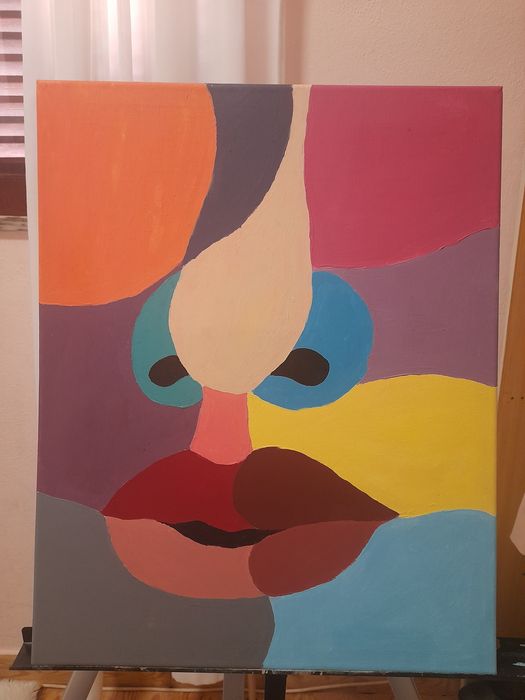 Pintura abstrata acrilica feita a mão