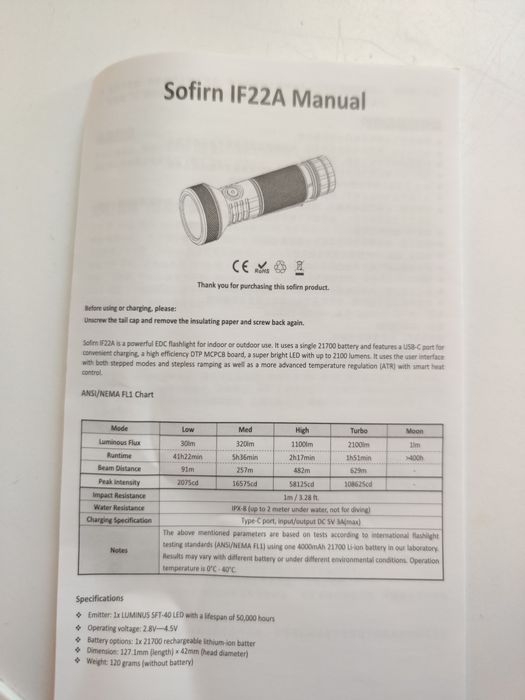 Фонарь-power bank Sofirn IF22A, SP35