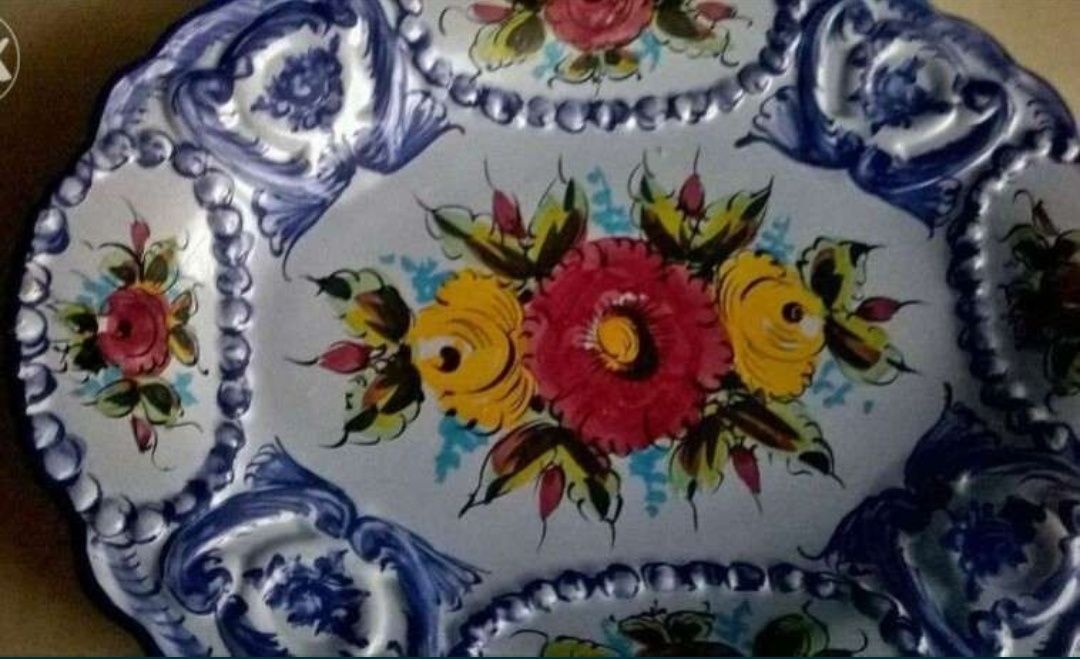 Terrina azul c/florinhas centro mesa c/travessa,  Cerâmica Vestal