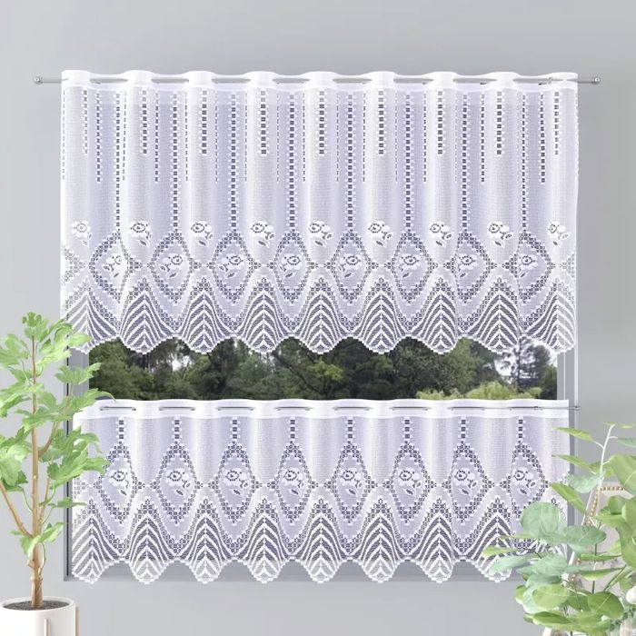 Zazdrostka żakardowa metrażowa wys. 40 cm Kelia 638087 biała 40 Cm