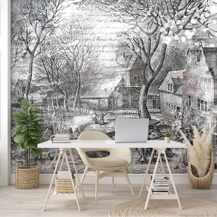 Fototapeta Widok Krajobraz Szkic Rysunek 3D Twój Rozmiar + KLEJ