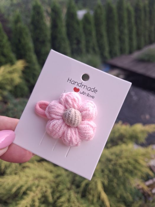 Gumka do włosów szydełkowy kwiatek