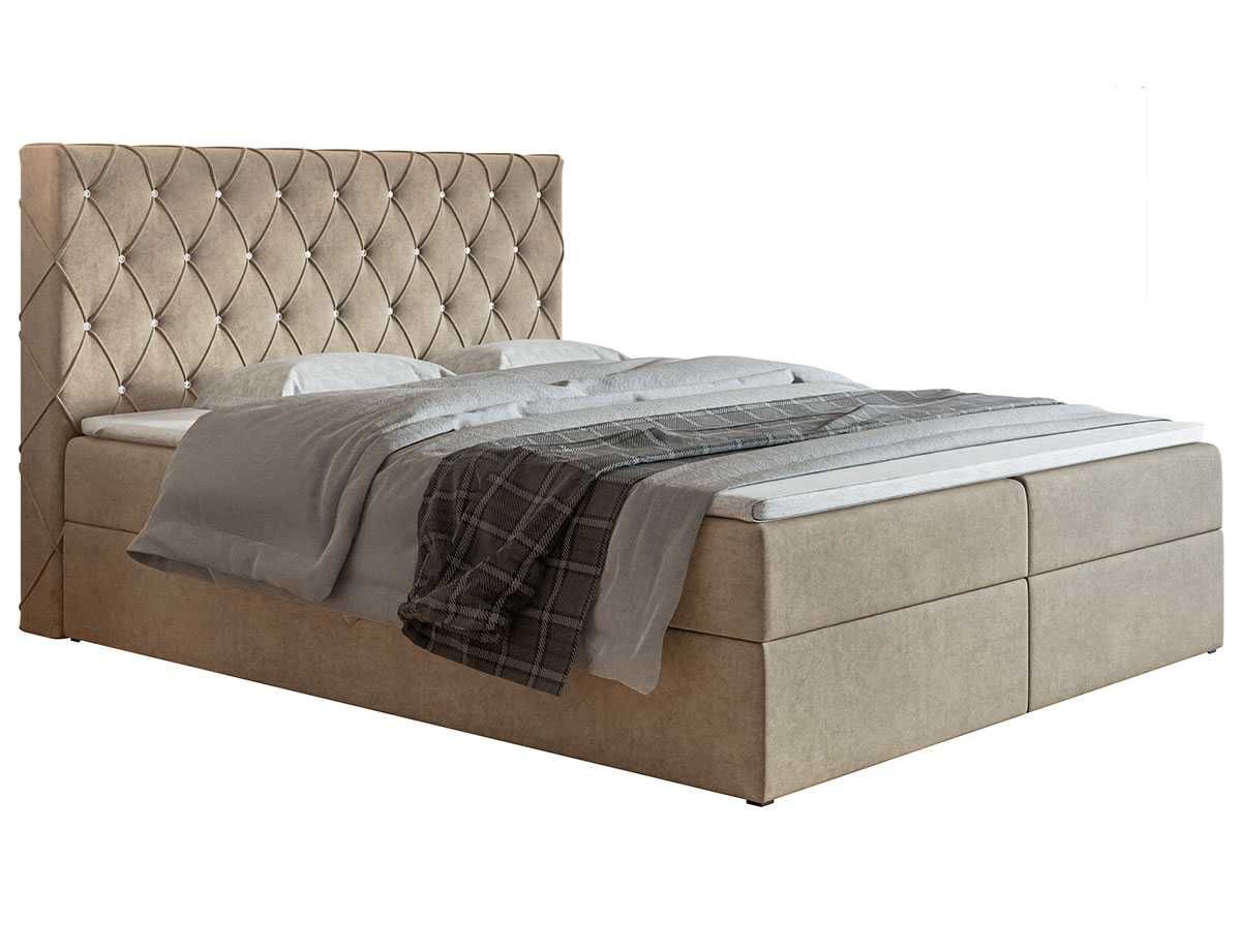 Tapicerowane łóżko kontynentalne BOX IV 120 × 200 pojemnik