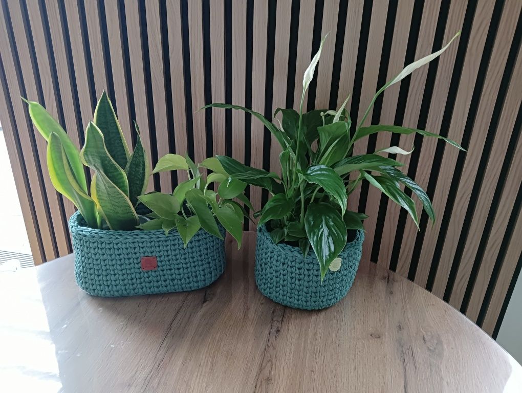 Kosz wykonany na szydełku handmade
