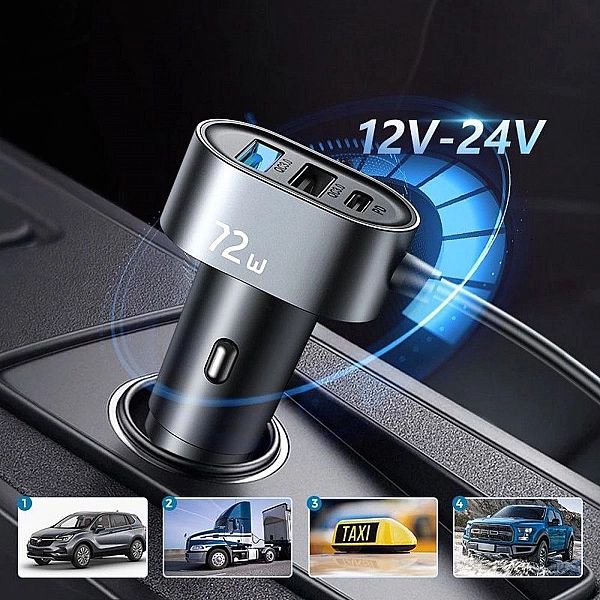 Ładowarka Samochodowa Joyroom 5-portów USB 72W Black
