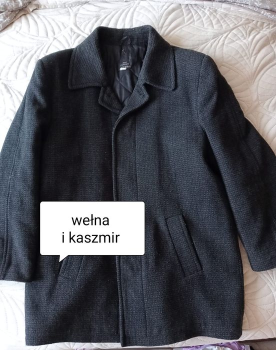 wełniany popielaty płaszcz L 176