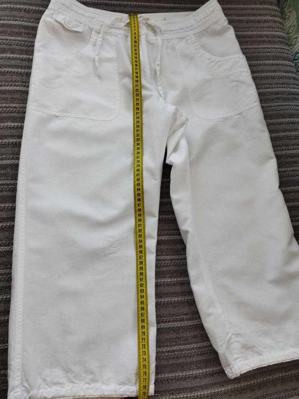 Лляні бріджі 40р. H&M білі штани льон hm