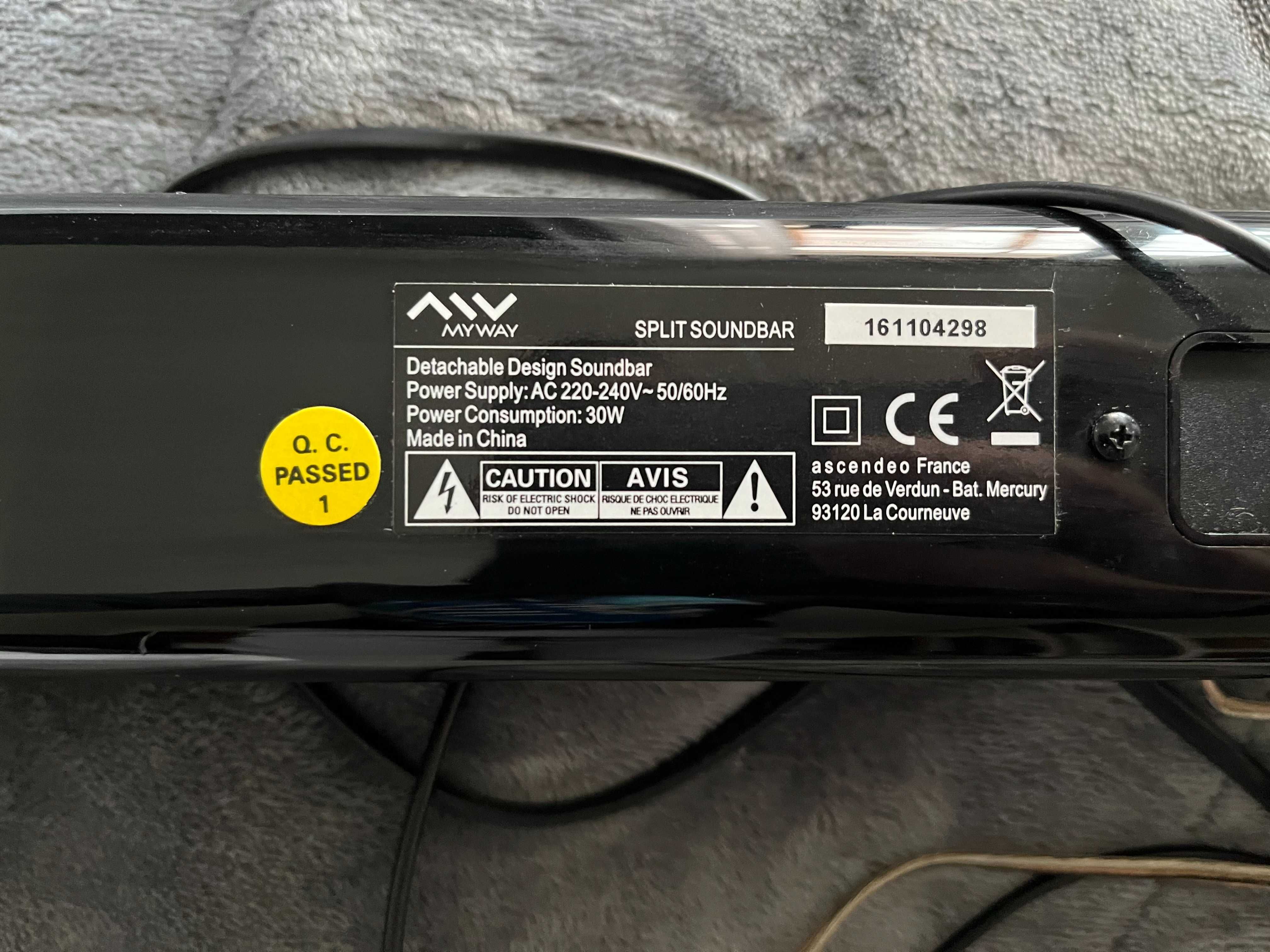 Barra de Som MYWAY Split – Design Destacável | 30W
