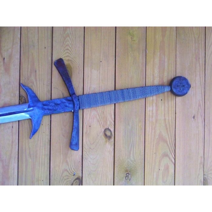 miecz dwuręczny z hakiem, kuty ręcznie, produkt polski