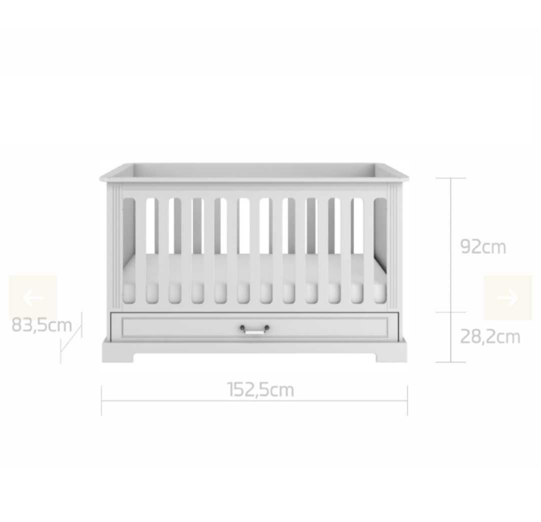 BELLAMY Ines elegant white łóżeczko 70x140 z funkcją tapczanika