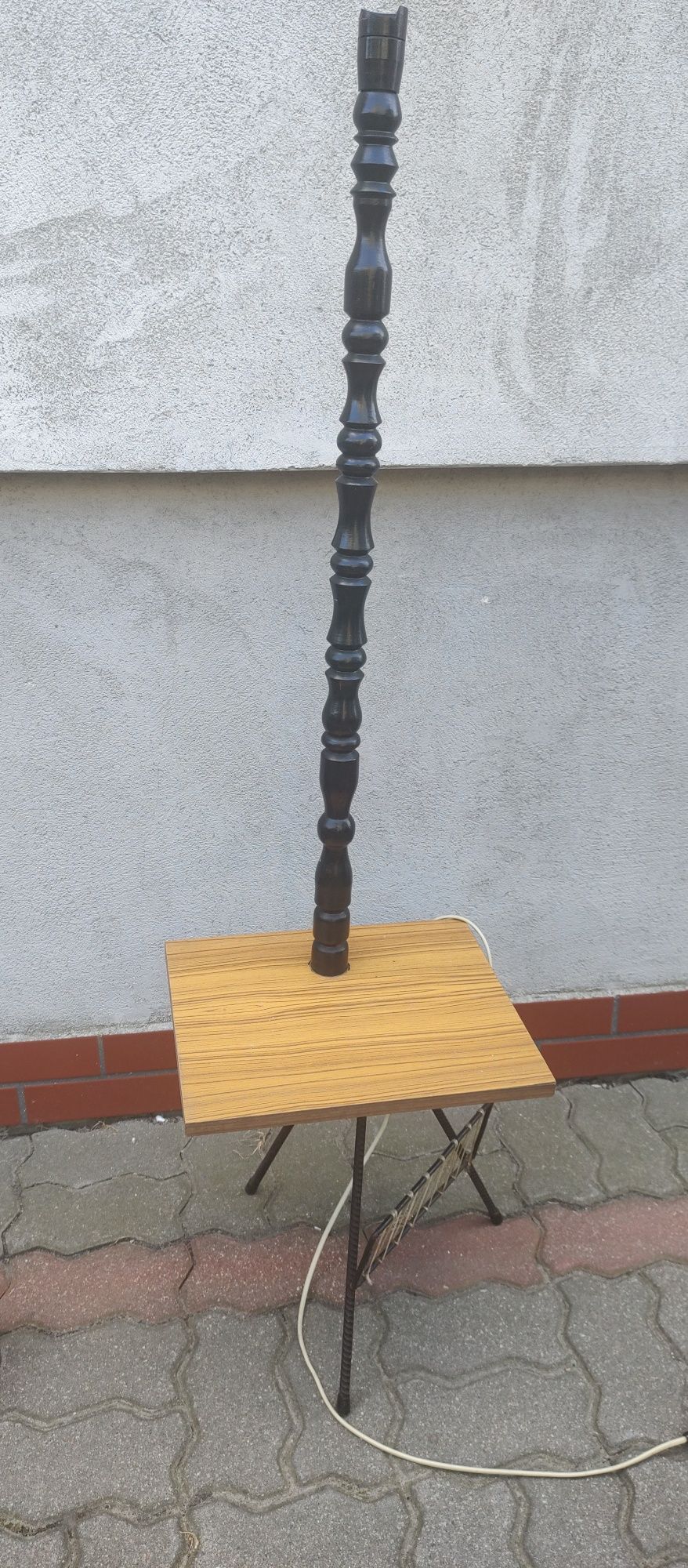 Stolik lampa gazetownik półka PRL vintage loft stare