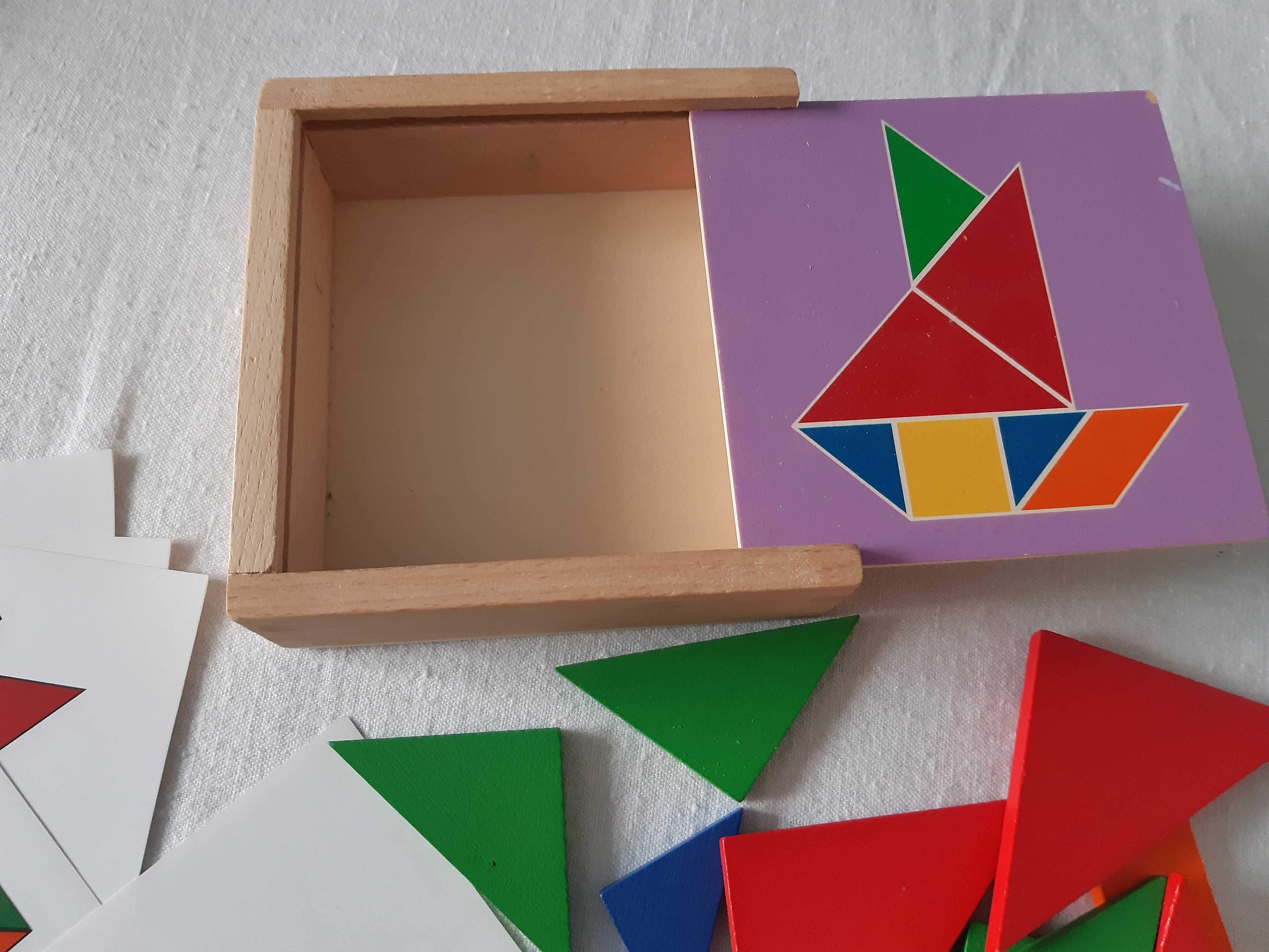 Drewniane puzzle z układanką - 15 kart, 32 części