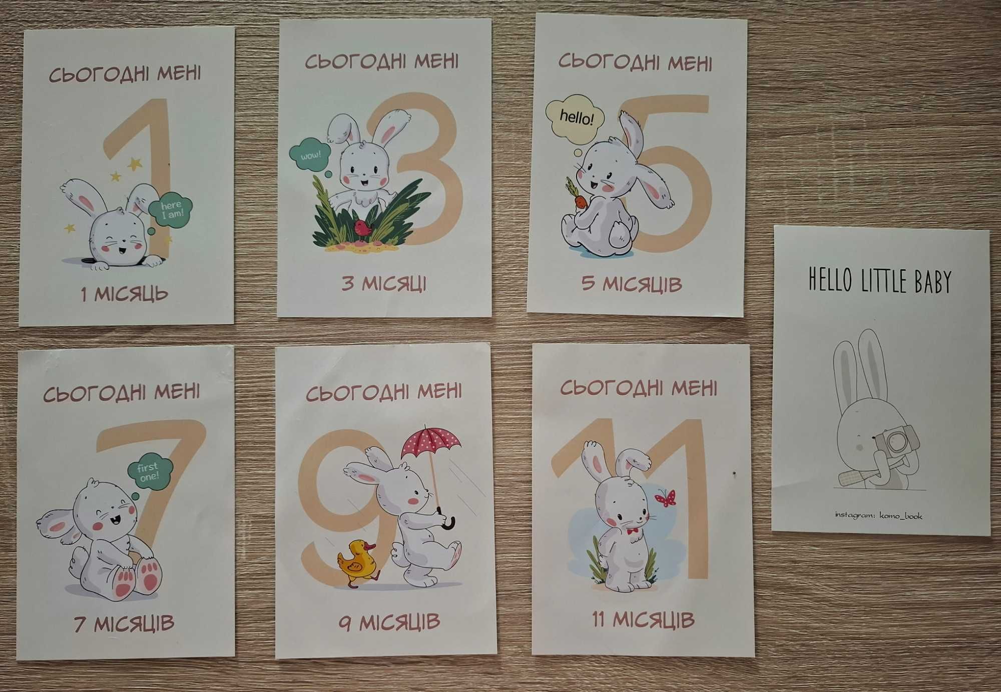 Картки для фотосесії немовлят "Місяці"