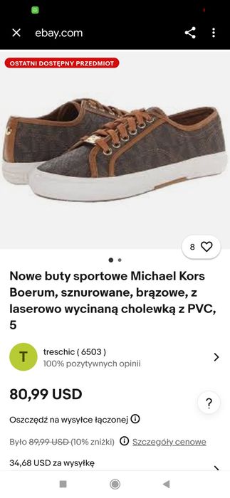 MK Michael Kors Monogram jak Nowe Buty Damskie Sneakersy Trampki 38