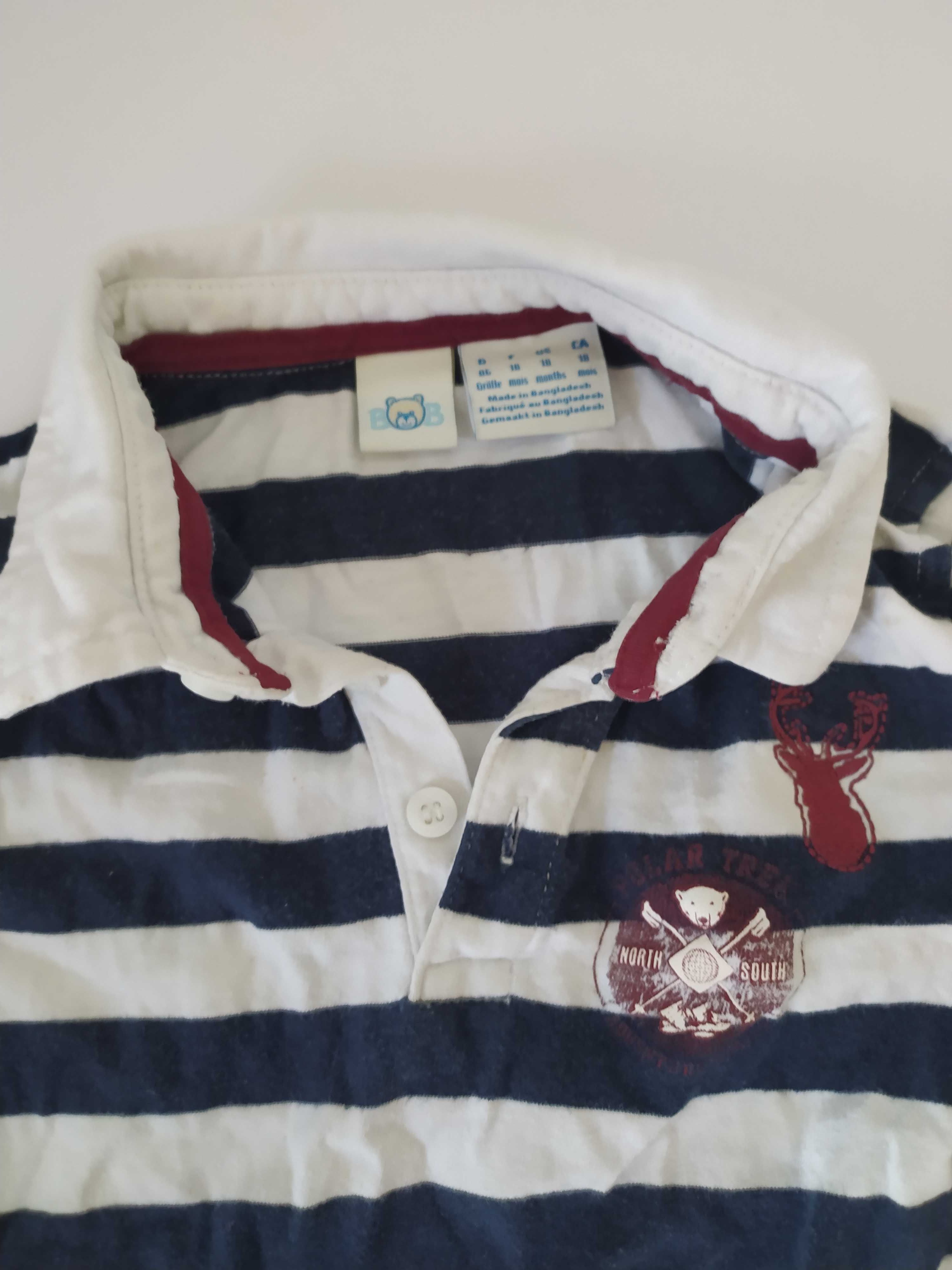 Koszulka polo w paski z kołnierzykiem dla chłopca 68