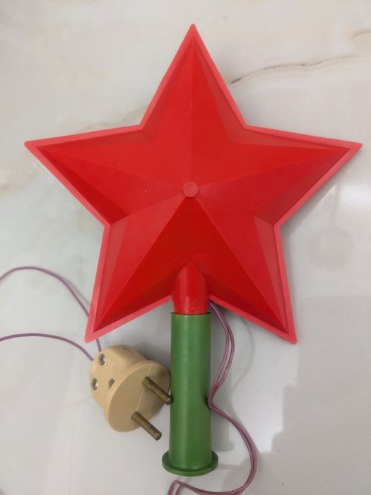 Светящяяся пластмассовая верхушка "Звезда" на ёлку, 20 см