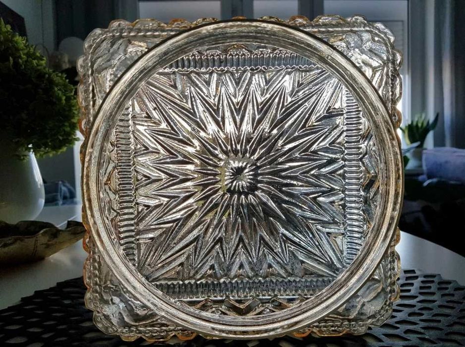 Kryształowy plafon, oprawa na lampę PRL, klosz szklany retro