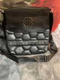 Listonoszka saszetka unisex Philipp Plein czarna skórzana