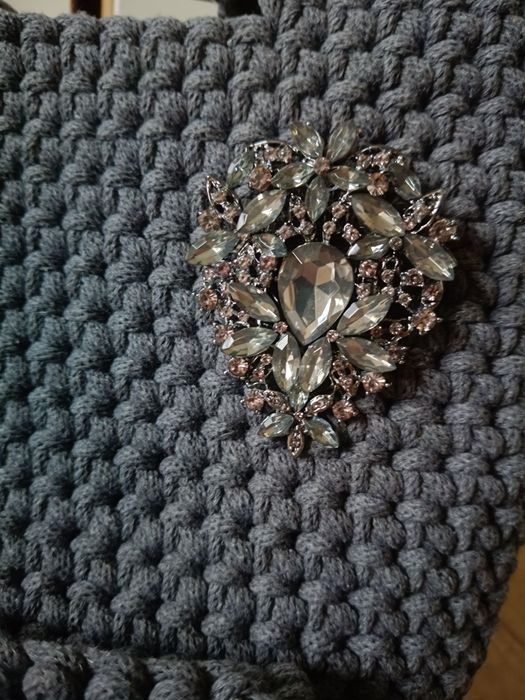 Zestaw torebka kosmetyczka na prezent święta ze sznurka handmade szara