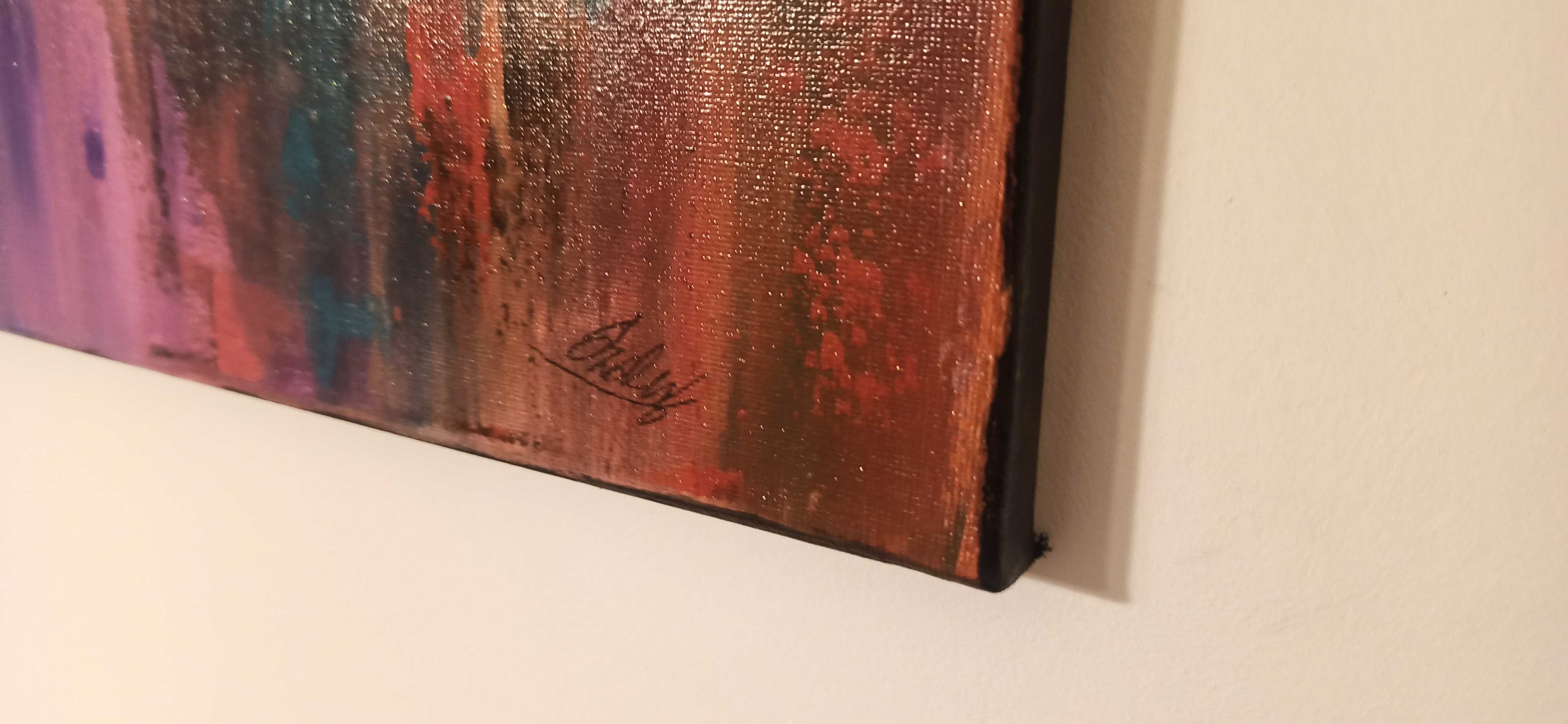 Obraz Abstrakcja (120x40 cm) ręcznie malowany na płótnie (Akryl)