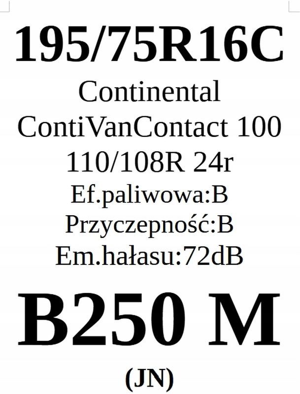4x 195/75r16c Continental ContiVanContact 100, 110/108r 2024r B/B/72dB