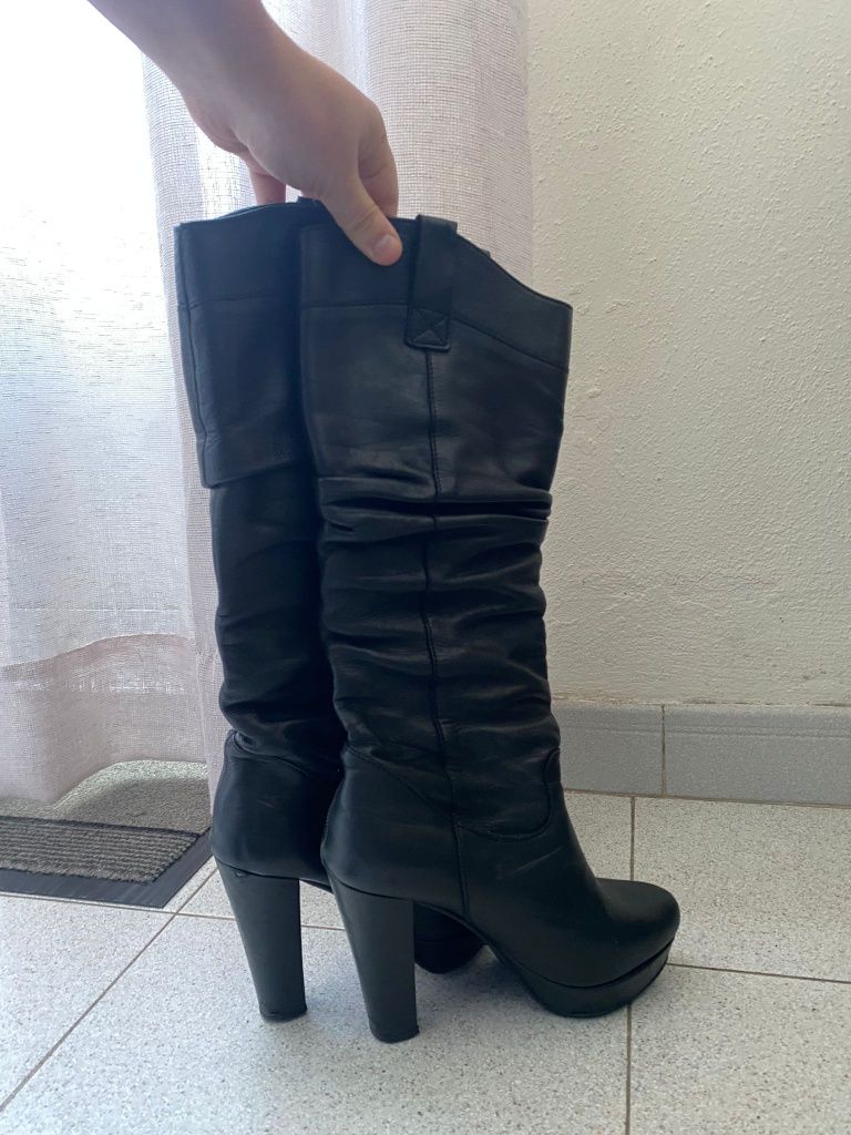Botas em pele genuína n 35